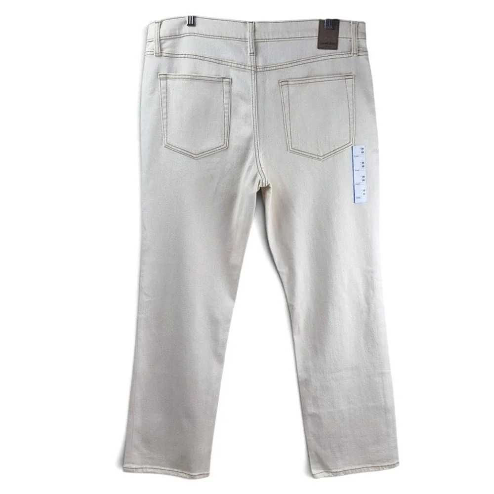 Goodfellow & Co Straight Jeans Mens 38x30 Cream NWT Coolmax Distressed Off-White